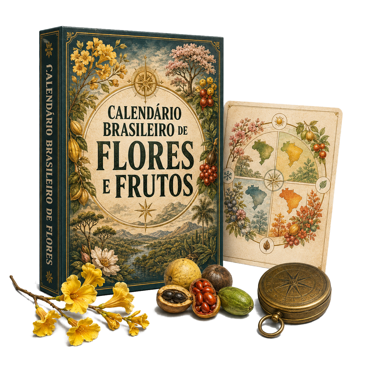 Mockup do bônus Calendário Brasileiro de Flores e Frutos