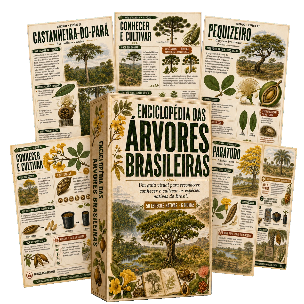 Enciclopédia das Árvores Brasileiras em box digital com páginas internas